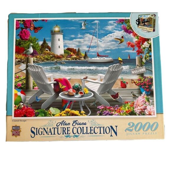 Alan Giana 2k jigsaw piece puzzle coastal escape lighthouse beach - Picture 1 of 4